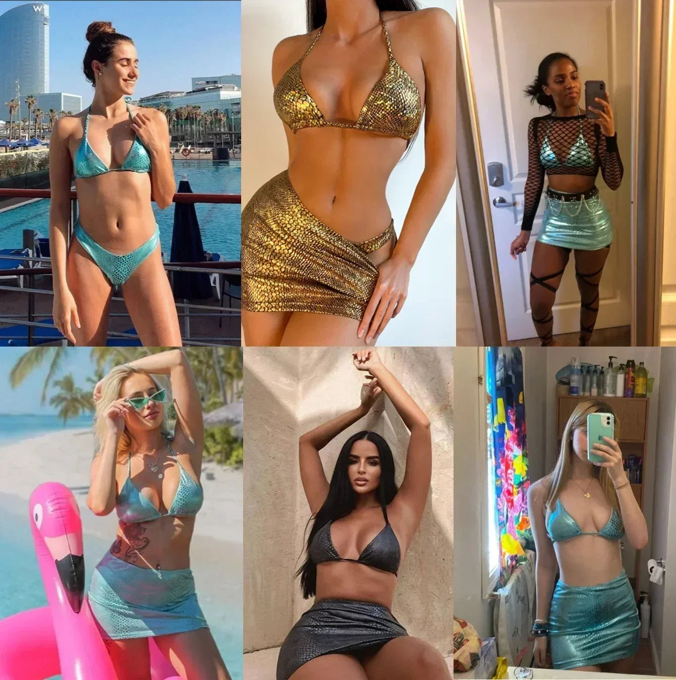 Costumi da bagno europei e americani bikini da donna costume da bagno sexy lucido con scollo all'americana
