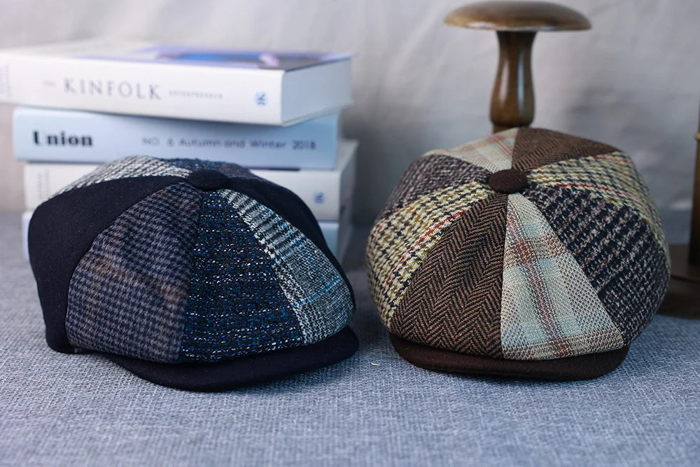 Primavera Autunno Inverno Uomo Classico Splicing Cappelli Ottagonali Retro British Newsboy Cap Gatsby Donna Uomo Berretti Berretto 005