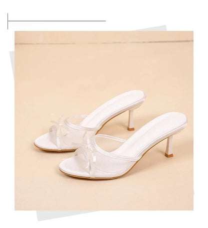 Damen Sommersandalen Elegante Sandalen Damen High Heels Mode Schmetterling Knoten offene Zehen Hausschuhe High Quality Marken Designer Damenschuhe