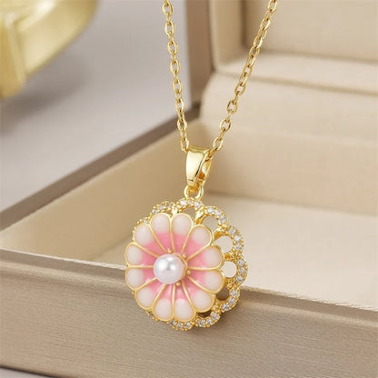 Squisito micro intarsiato zircone farfalla nappa collana per le donne gioielli girocollo in acciaio inossidabile luna farfalla fiore clavicola