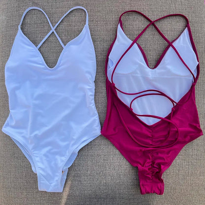 Sexy Padded One Piece Swimsuit Women Swimwear Solid Bathing Suit Monokini Swimming Suit Summer Beachwear maillot de bain femme