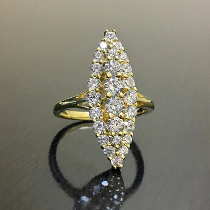 Huitan Fedi nuziali da donna alla moda Anelli color oro a forma di marchesa di moda Accessori per fedi nuziali di fidanzamento Gioielli di lusso