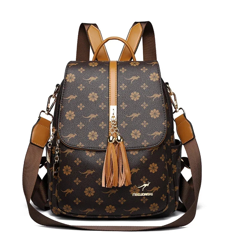 Zaino da donna Designer borsa da donna in pelle di alta qualità stampa di moda di lusso borse da scuola con nappe zaini di grande capacità Sac