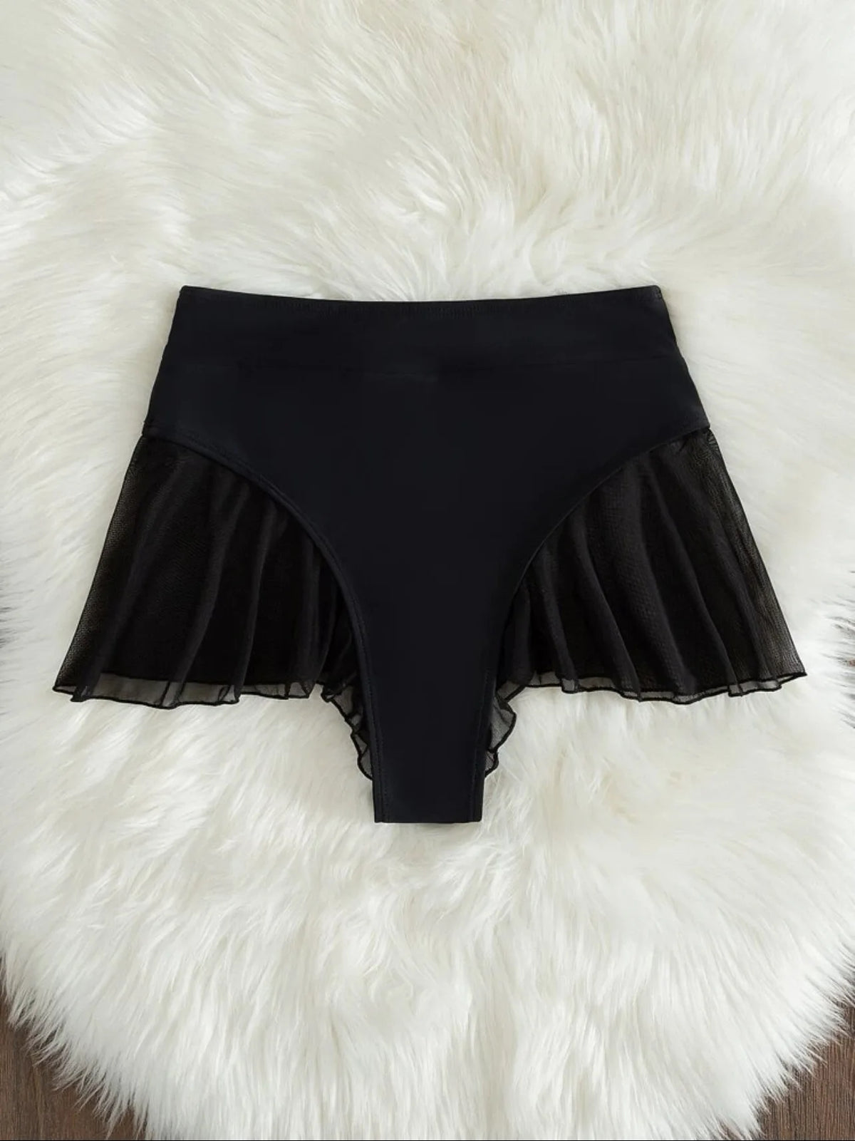 2024 Neu Tanga Sexy Schwimmhöschen für Damen High Waist Strandmode Bademode Rüschen Uni Badehose Süße Strandshorts Badeanzug