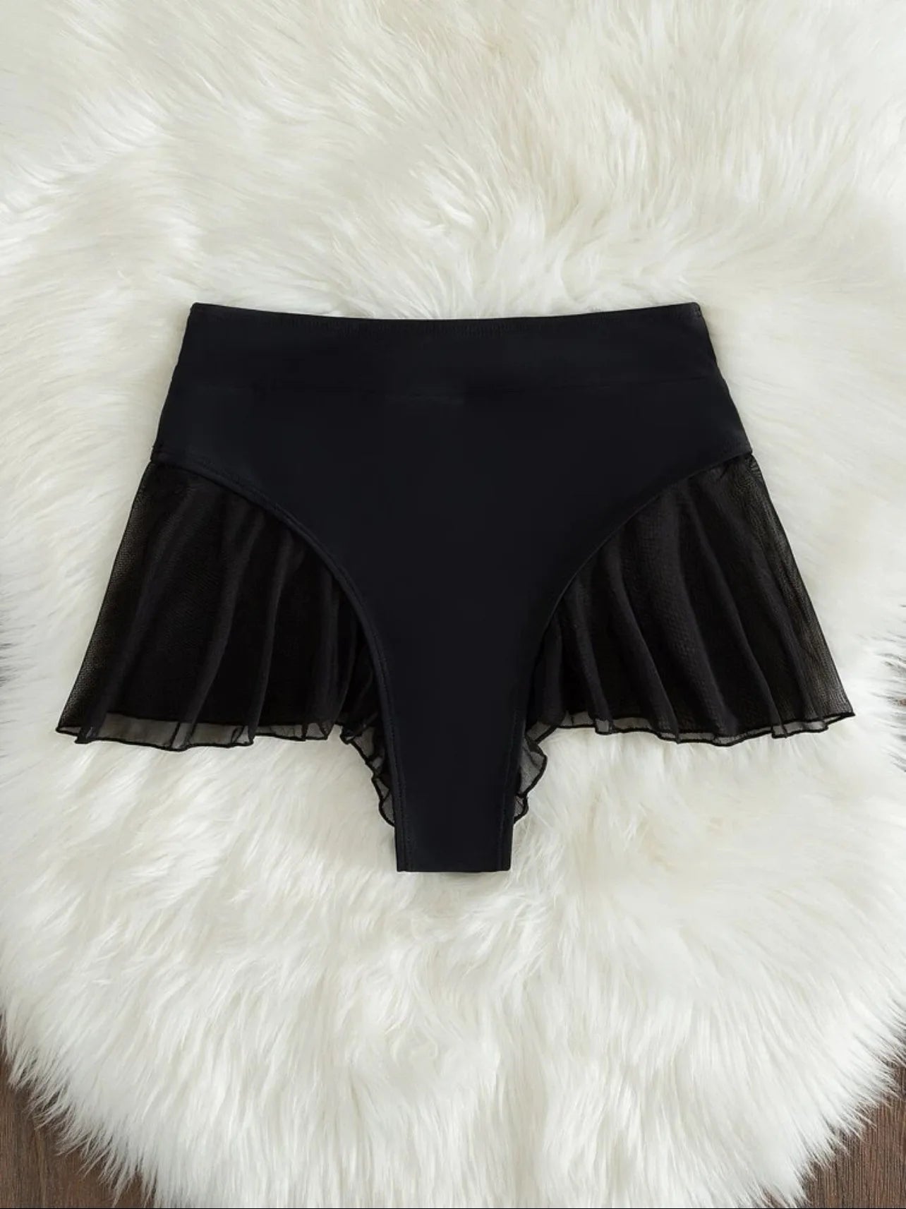2024 New Thong Sexy Swim Panty for Women High Waist Beachwear Swimwear Ruffle Solid Swim Trunk Cute Beach Shorts Bathing Suit