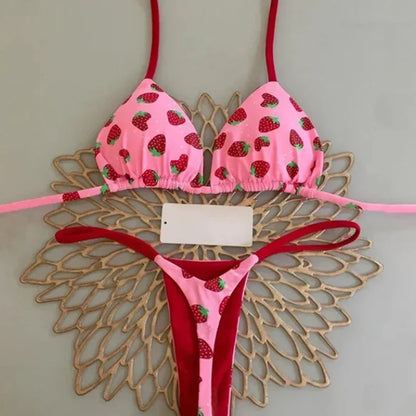 Swimwear Women Leopard Printed Sexy Bikini Set Striped Beachwear Summer Swimsuit Two-pieces Thong Bathing Suit Biquinis