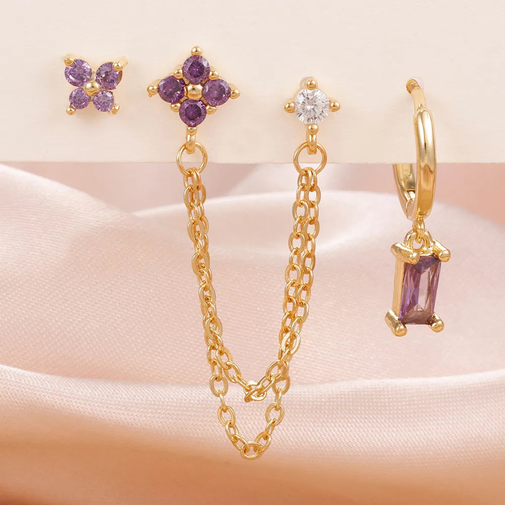 3 pezzi squisiti orecchini in acciaio inossidabile con 12 costellazioni di pietre portafortuna set per orecchini penetranti della cartilagine da donna gioielli di moda