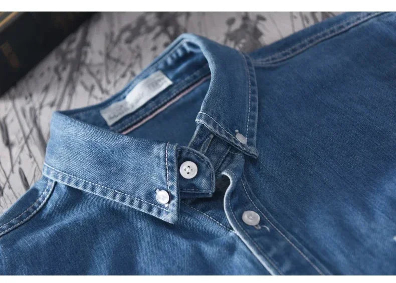 100% cotone autunno nuova camicia di jeans a maniche lunghe uomo moda casual High Street abbigliamento maschile Top classico azzurro nero grigio