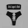 Gothic Bikini 2025 Damen Skelett Tube Top BH Triangel-Höschen-Badeanzug Zweiteiliger Bikini Unterwäsche Y2K Bikinis Punk Bademode