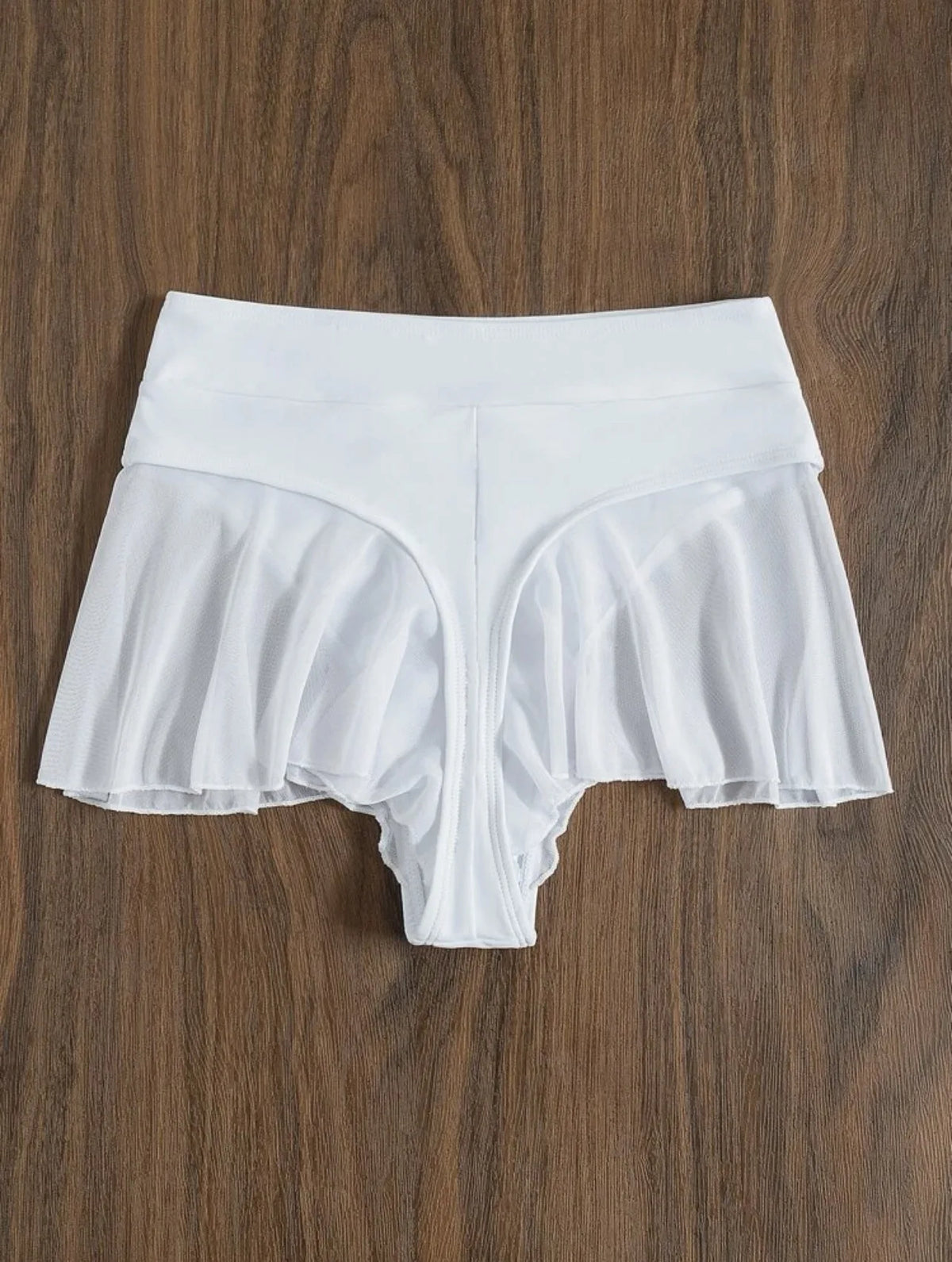 2024 Neu Tanga Sexy Schwimmhöschen für Damen High Waist Strandmode Bademode Rüschen Uni Badehose Süße Strandshorts Badeanzug