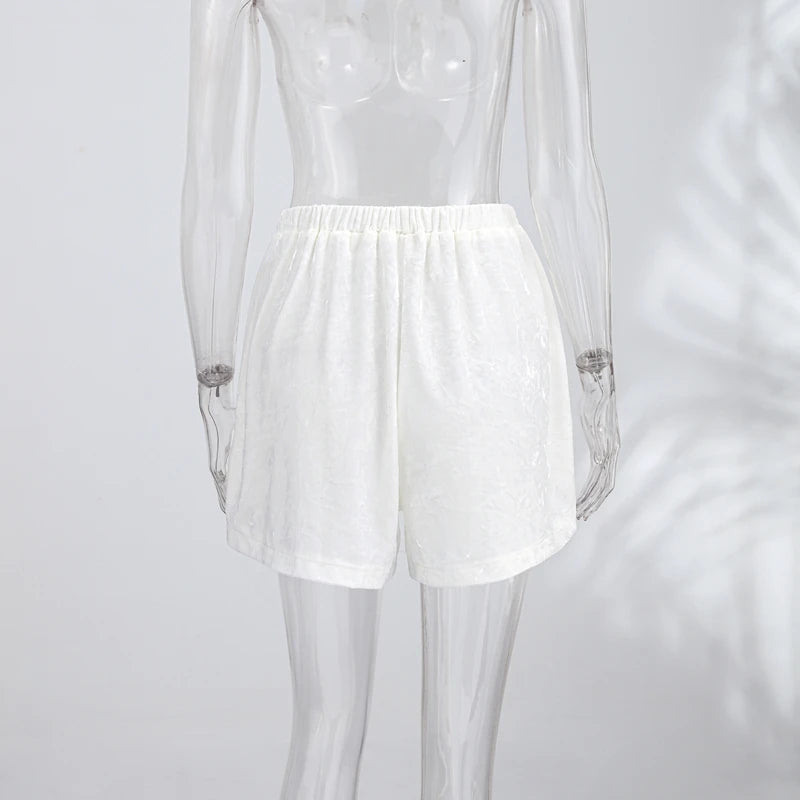Pantaloncini Corti in Velluto con Inserti in Pizzo Sexy, Vita Alta Elastica, Mini Shorts Larghi da Donna, Nuova Collezione Estiva 2026, Streetwear Femminile