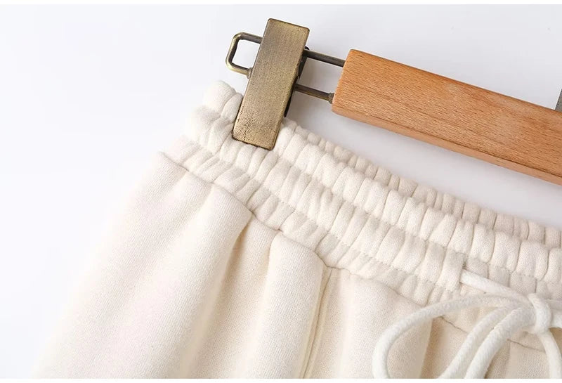 Abito caldo per le donne Pantaloni sportivi Set Inverno 2 pezzi Giacca e pantaloni in pile spesso con cerniera Set Tuta da donna in velluto per le donne