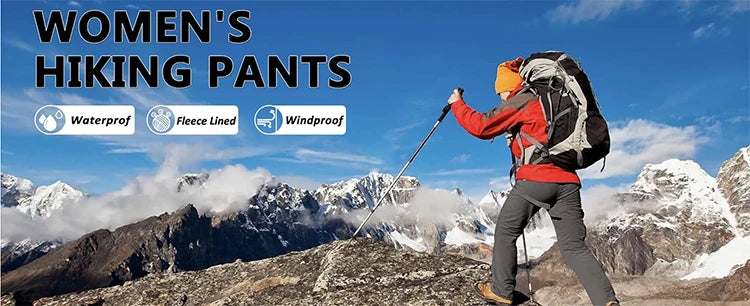 I pantaloni invernali da donna sono caldi, impermeabili, antivento, campeggio, viaggi all'aperto, alpinismo, ciclismo, pantaloni sportivi