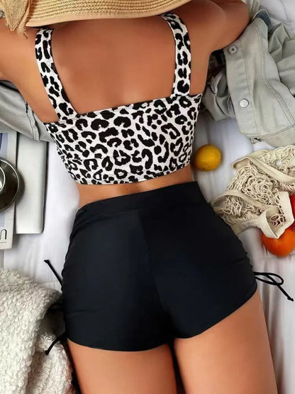 Bikini Donna Costume da bagno 2026 Nuovo Leopard Sling Shorts Bikini Set Costumi da bagno sexy Estate Due pezzi Set Beachwear Costume da bagno femminile