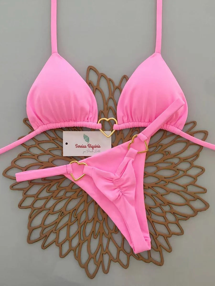 2026 New Sexy Lace-up  Print Brazilian Bikini Women Swimsuit Micro Swimwear Backless Biquini Swimsuits Beachwear Thong