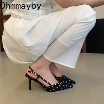 Sandales d'été à talons hauts pour femmes, mules élégantes en satin avec nœud papillon, chaussures de soirée