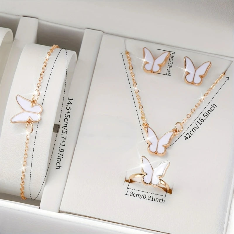 Set di gioielli a farfalla (senza scatola) orologi da donna anelli per orologi in pelle da donna collana orecchini bracciale regalo di nozze