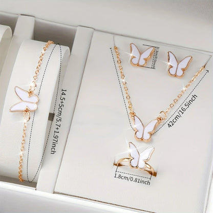 Set di gioielli a farfalla (senza scatola) orologi da donna anelli per orologi in pelle da donna collana orecchini bracciale regalo di nozze