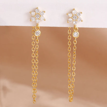 Orecchini pendenti a forma di stella in acciaio inossidabile di lusso per le donne Zirconi scintillanti Orecchini geometrici per piercing all'orecchio Gioielli di moda aretes