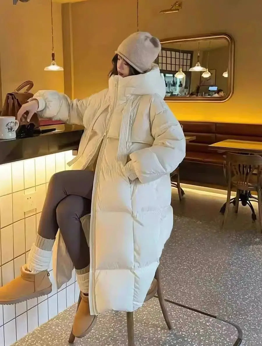 2026 Nuova Giacca Invernale in Cotone da Donna, Cappotto Lungo Stile Coreano, Giacca con Cappuccio Spessa e alla Moda, Cappotto Caldo da Donna