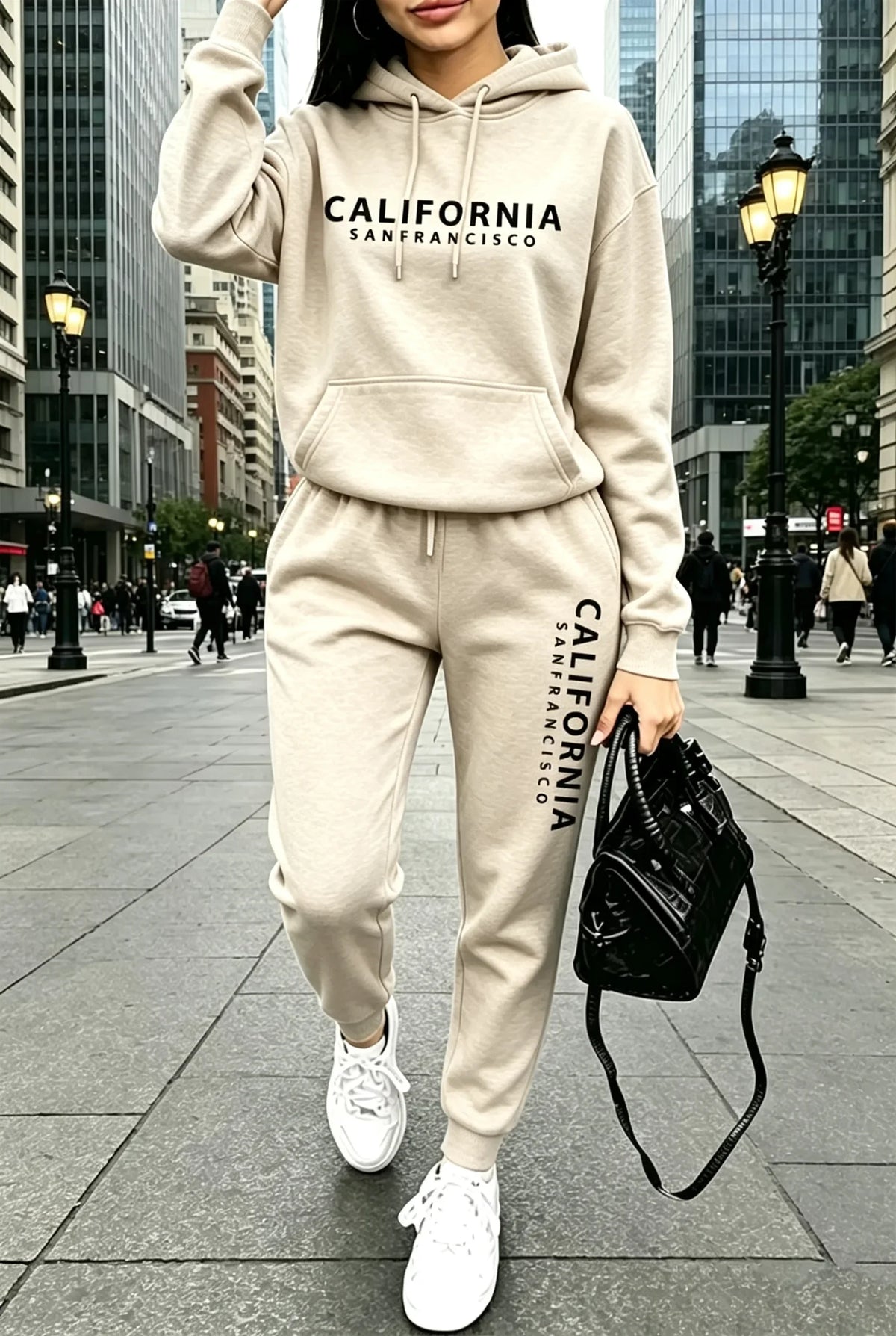 Abbigliamento da donna per l'autunno e l'inverno, tute casual con cappuccio, abbigliamento sportivo da esterno, jogging, vendite calde, felpa con cappuccio e pantaloni coordinati