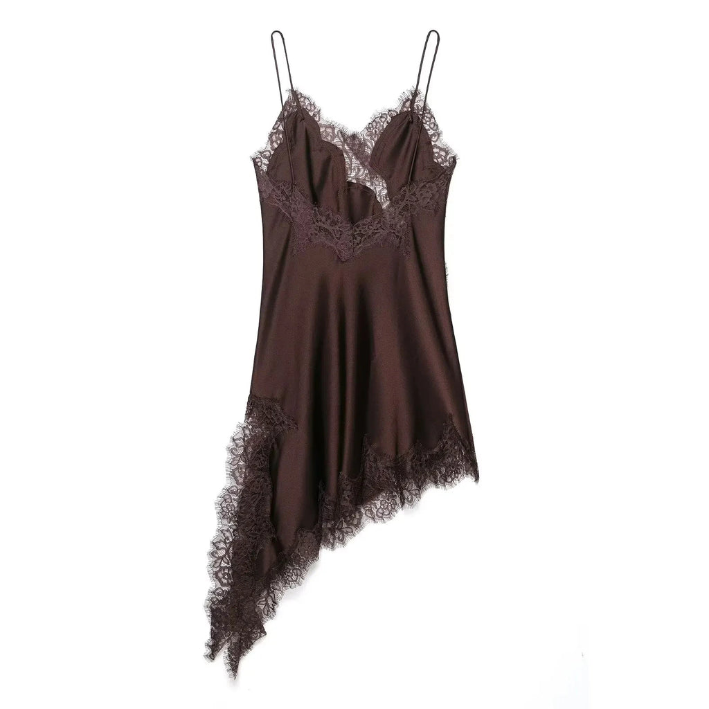 HH Summer Sexy Party Sling Dress per le donne senza maniche asimmetria pizzo splicing backless halter neck moda abiti slim