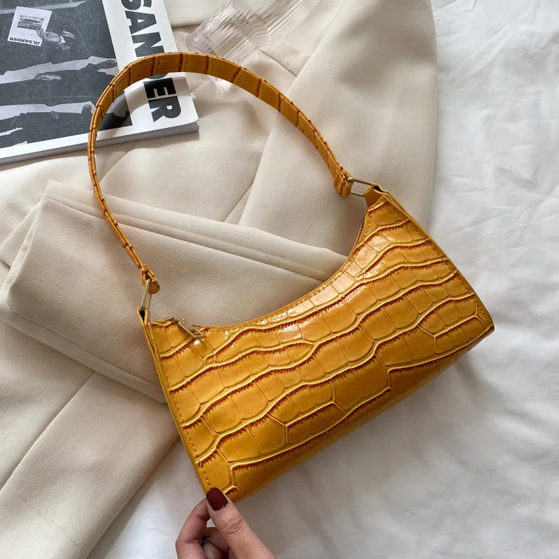 Borse in pelle PU moda per donna Borsa da ascella modello alligatore Borsa da donna piccola borsa a tracolla sotto le ascelle