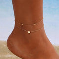 Cavigliera a catena sottile scintillante per donna Bracciale a doppio strato con ciondolo a forma di croce a cuore con zirconi sul piede della gamba Gioielli da spiaggia estivi alla moda