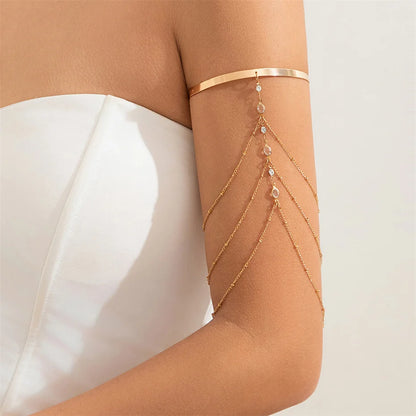 Ingemark 17 Stili Boho Ciondolo in cristallo Braccialetti aperti per le donne Wed Bridal Goth Nappa Braccialetti con braccio a maglie Regalo di gioielli per feste