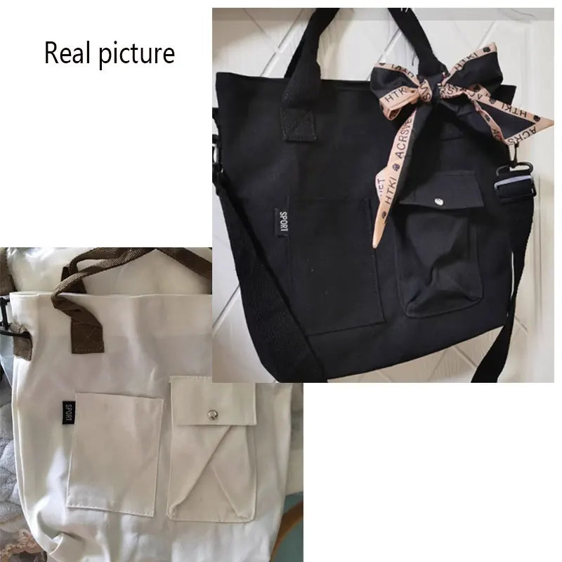 Borse di tela di moda Borsa per studenti Borsa a tracolla Borsa a tracolla di grande capacità in tinta unita Borsa shopper Borsa a tracolla femminile casual 2025