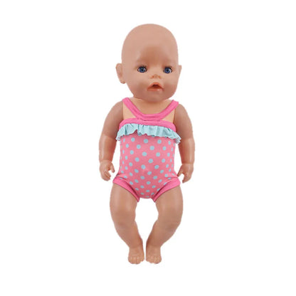 Costume da bagno per bambini in diversi stili, grazioso costume intero per bambole da 43 cm, accessori per bambole americane da 18 pollici, regali giocattolo per ragazze
