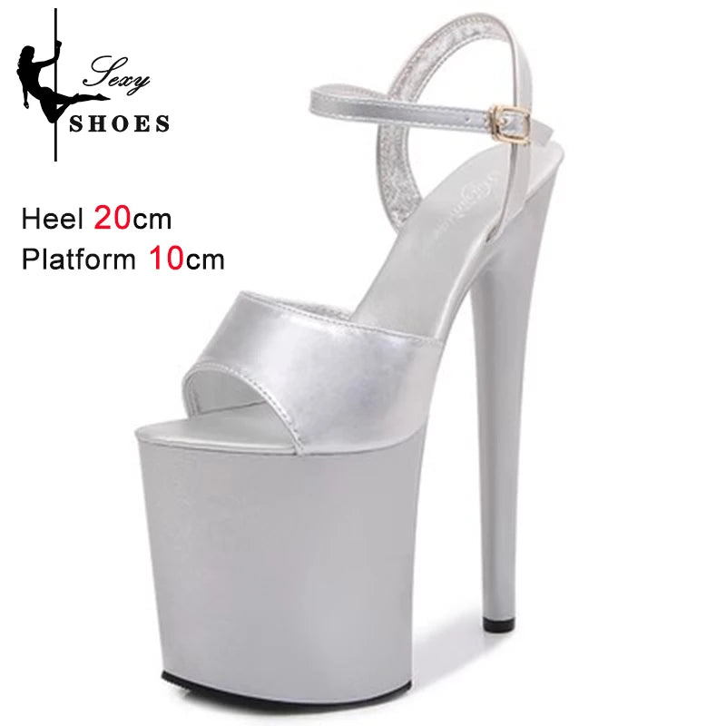 Women Sexy Show Sandals 20 CM High Heels Sexy Platform Color Sandals Girls 8Inch Super High Heels Shoe for Party Club Stripper