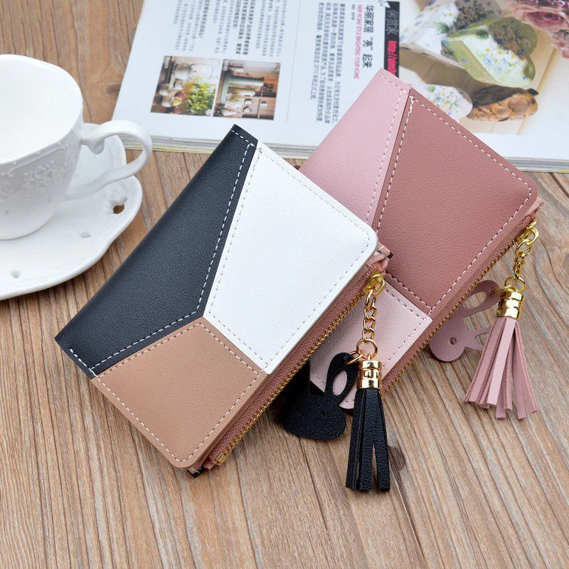 Portafogli alla moda Portamonete Portamonete da donna Pochette portatile Borse piccole Porta carte da donna Borse per soldi pieghevoli in pelle PU