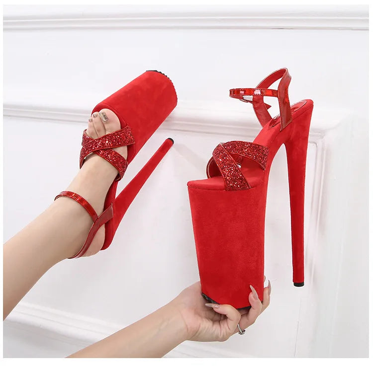 Black matte women's shoes with super high heels 26CM ladies shoes  Sandals women High Heels  luxury on sale Art Appreciation