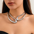 Salircon Girocollo con colletto geometrico esagerato in metallo Collana regolabile color oro gotico Gioielli da collo tribale africano da donna
