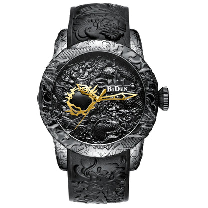 BIDEN impermeabile sport uomo orologi Dragon Design orologio al quarzo per uomo cinturino in Silicone orologio da polso orologio maschile Relogio Masculino