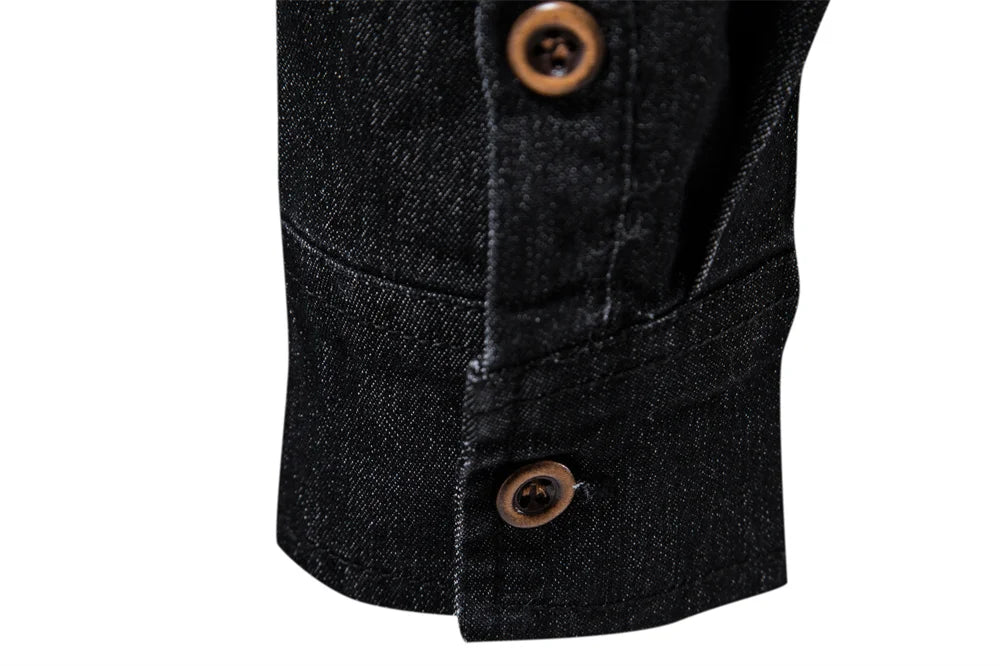 Camicia da uomo in denim di cotone elastico di marca AIOPESON Camicie da cowboy di qualità a maniche lunghe per uomo Abbigliamento casual da uomo slim fit