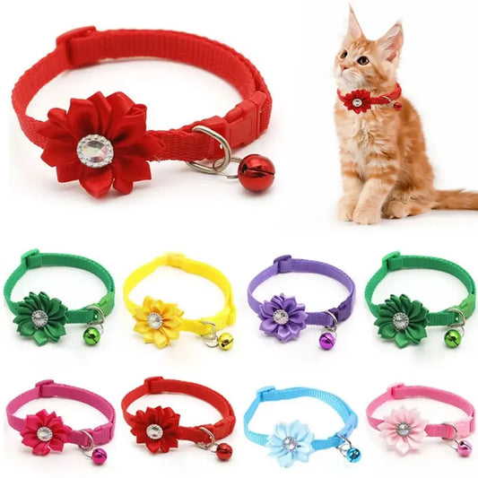 Collare carino colorato per cani e gatti collare regolabile con campana di fiori con collare a campana forniture per animali domestici 7 colori sono disponibili
