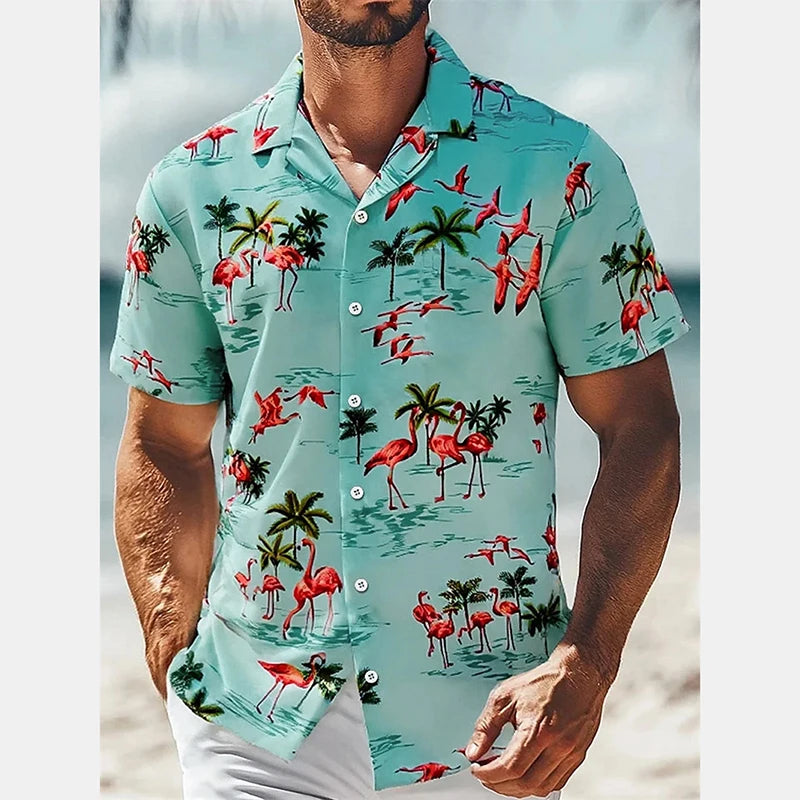 Camicie hawaiane casual con stampa 3D moda estiva da uomo Divertenti camicie con bottoni a maniche corte con grafica giraffa carina Trend Street Y2k