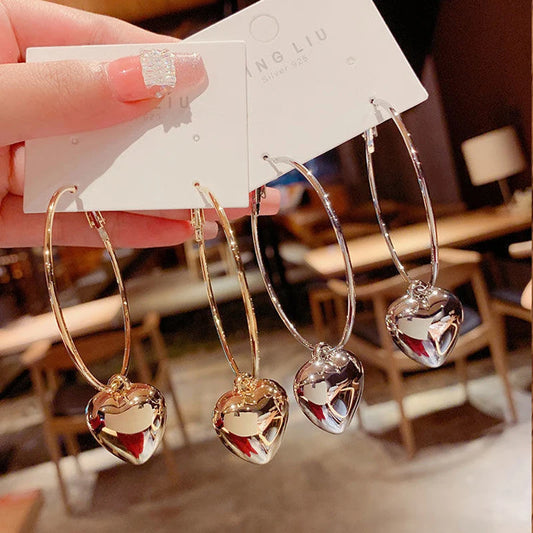 2024 nuovi orecchini pendenti con ciondolo a cuore per le donne Fashion Color oro Design esagerato Big Circle Hoops orecchino regalo di gioielli coreani
