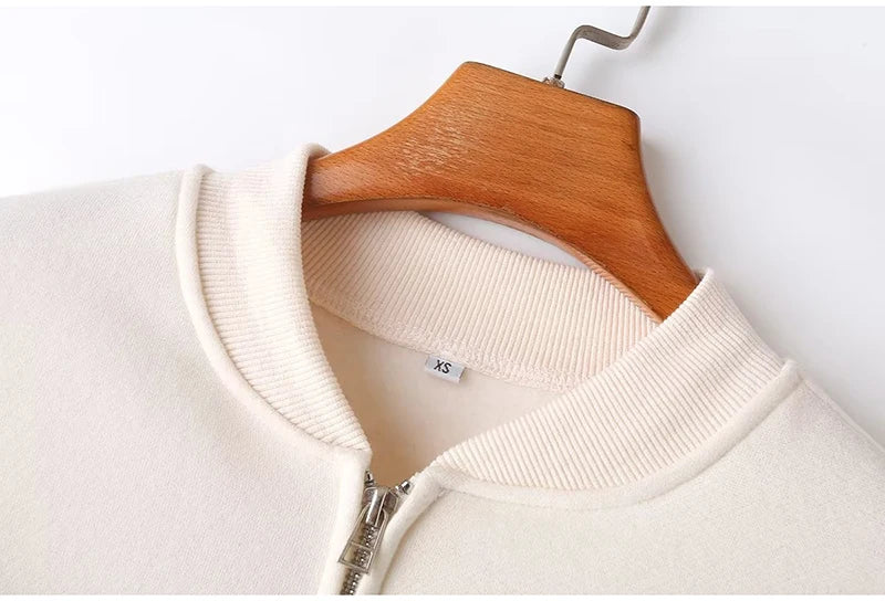 Abito caldo per le donne Pantaloni sportivi Set Inverno 2 pezzi Giacca e pantaloni in pile spesso con cerniera Set Tuta da donna in velluto per le donne