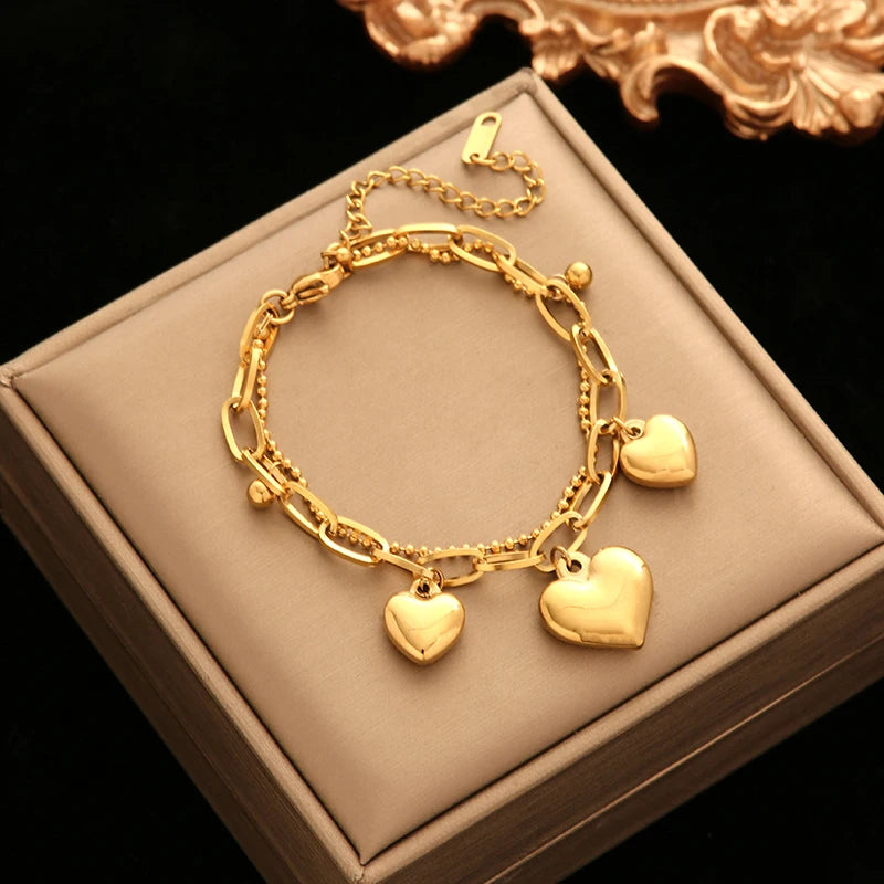 EILIECK Bracciale con ciondolo stella marina luna stella color oro in acciaio inossidabile 316L per le donne Nuovo regalo di gioielli con catena da polso alla moda