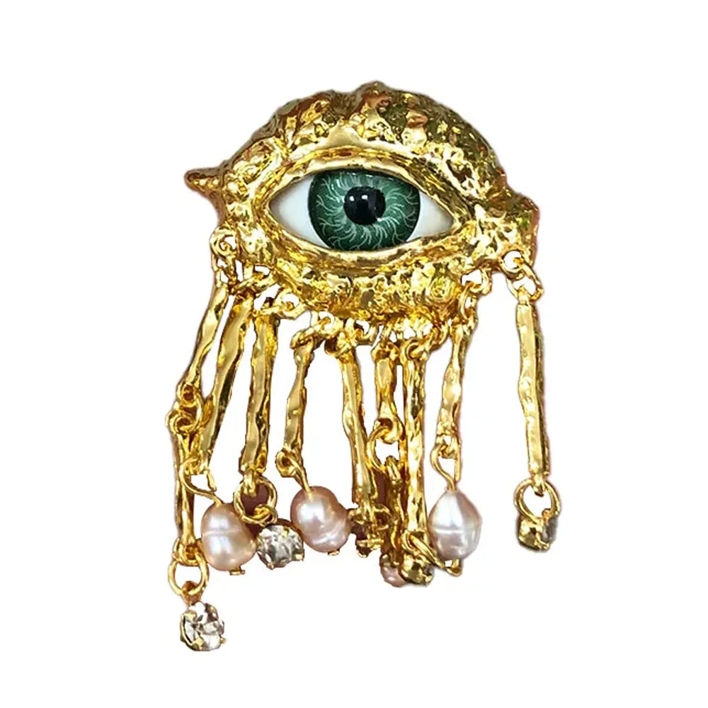 Donne Vintage occhi di Demon spilla spille esagerato stile alla moda imitato perla ragazze occhi malvagi delicati nappe distintivo gioielli