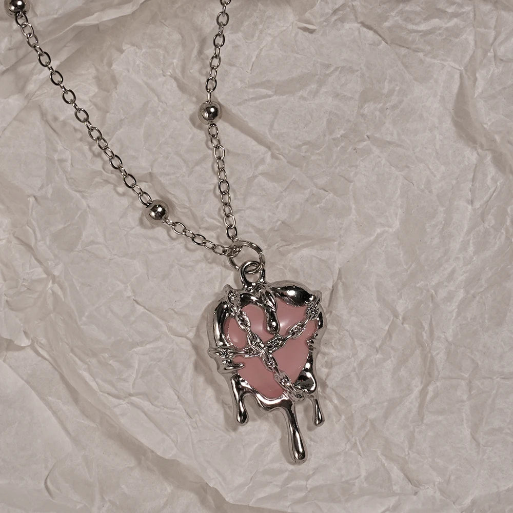 Y2K Sweet Cool Girl Collana con ciondolo croce creativa personalizzata con amore, adatta per l'uso quotidiano