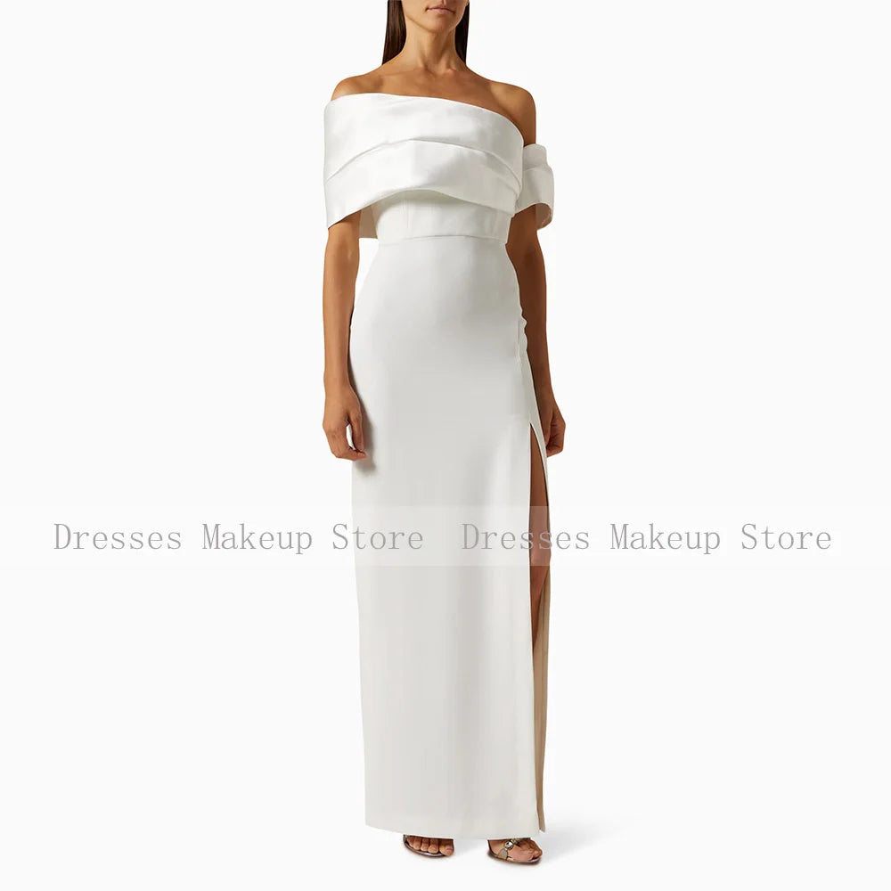 Abito da ballo viola chiaro personalizzato con colonna al largo della spalla Abiti da sera eleganti da donna Maxi abiti da festa con spacco laterale senza spalline