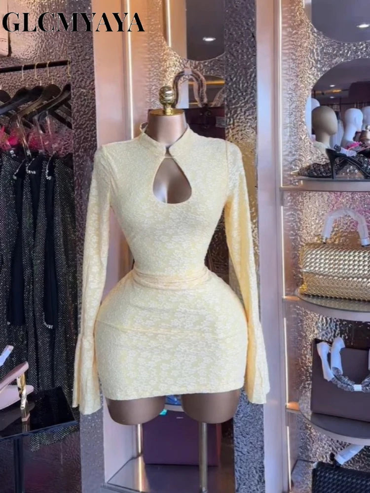 GLCMYAYA Donna Colletto alla coreana Elastico Aderente Midi Mini abito in raso 2026 Autunno Inverno Cocktail Anche festa di compleanno Abiti alla moda