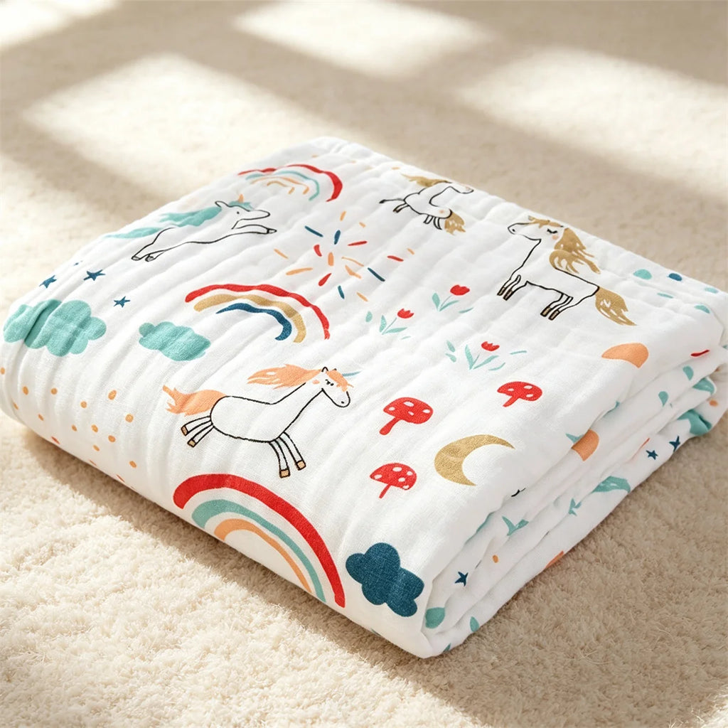 Asciugamano per Neonati in Puro Cotone, Coperta Assorbente in Garza, Borsa per Doccia Neonato, Asciugamano Morbido per Bambini