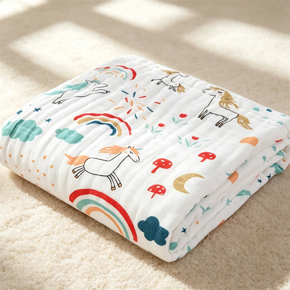 Asciugamano per Neonati in Puro Cotone, Coperta Assorbente in Garza, Borsa per Doccia Neonato, Asciugamano Morbido per Bambini