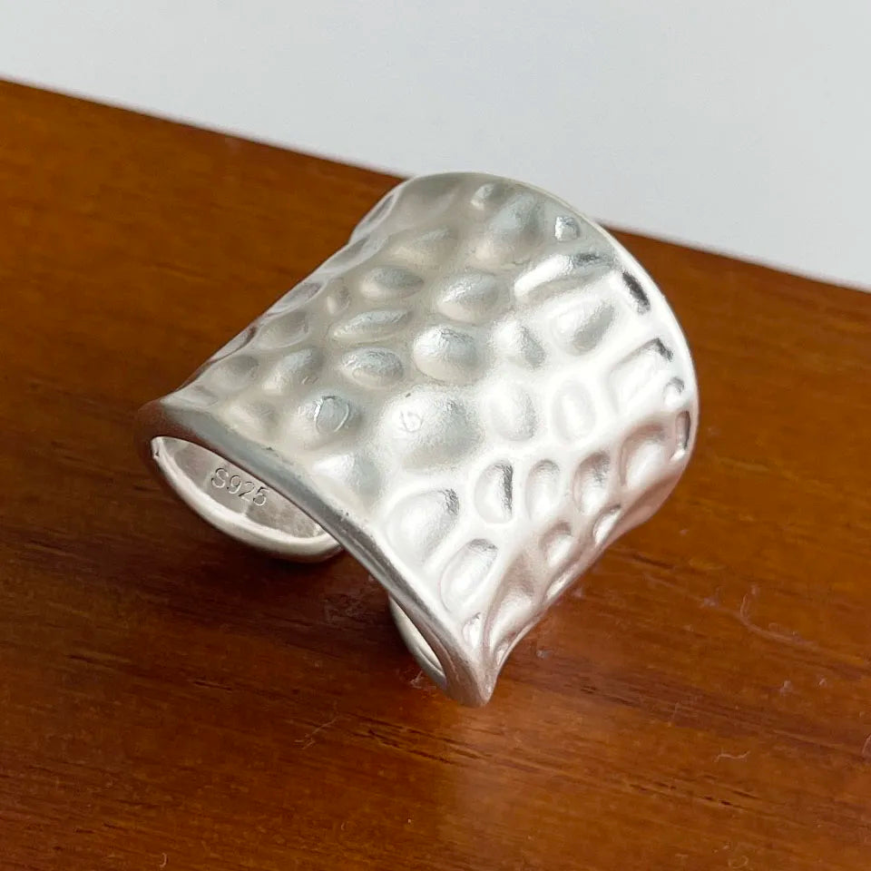 Anelli in argento sterling 925 per le donne Gioielleria raffinata geometrica Anello ampio scintillante regolabile per il regalo di compleanno della festa