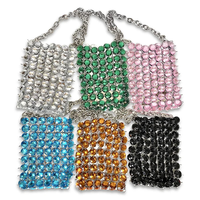 24 estate nuova borsa di cristallo tessuta a mano color caramella di nicchia, borsa di perline di fata retrò, borsa per telefono a croce diagonale trasparente